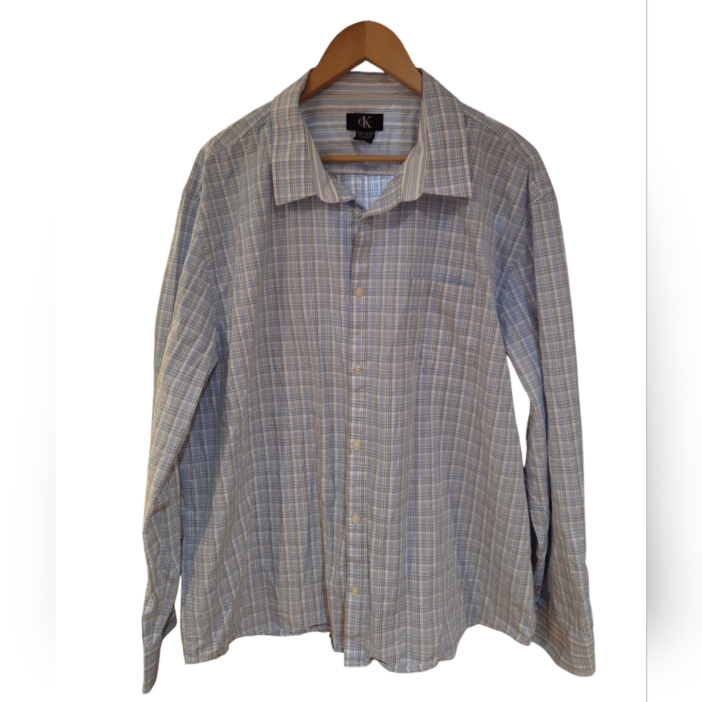 Calvin Klein - Men's Casual Blue Button-up Plaid Shirt